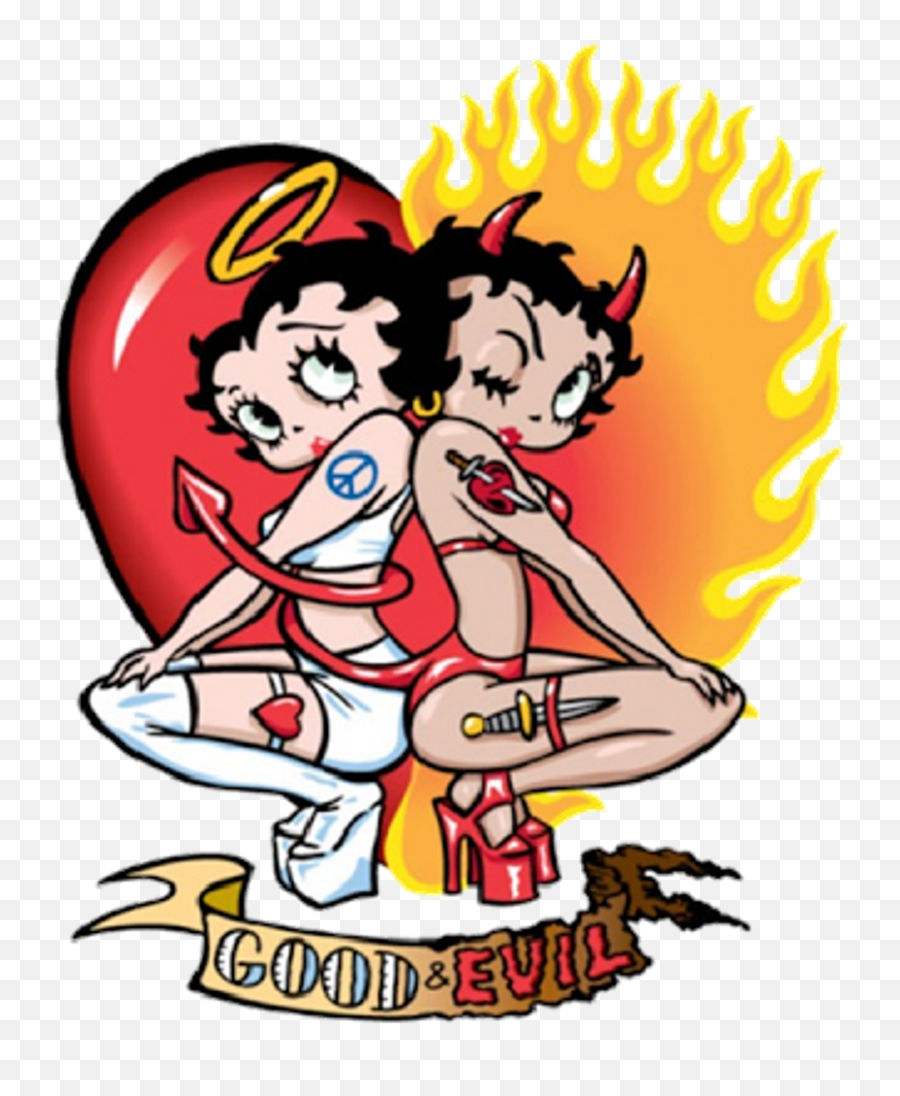 Bettyboop Good Heart Evil Fire Sticker - Betty Boop Tattoos Emoji,Betty Boop Emoji