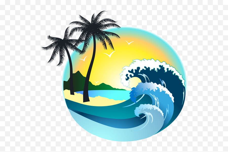 10 Palm Tree Clip Art Ideas - Beach With Waves Clip Art Emoji,What Do Three Palm Tree Emojis