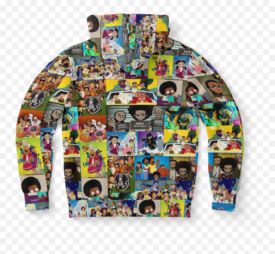 Black Cartoon Collage Hoodie Emoji,Huey Emoji