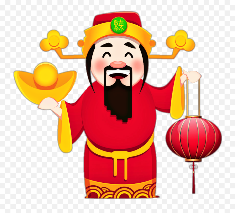 Goodluck Scchineselanterns Sticker - Chinese God Of Wealth Cartoon Emoji,Chinaman Emoji