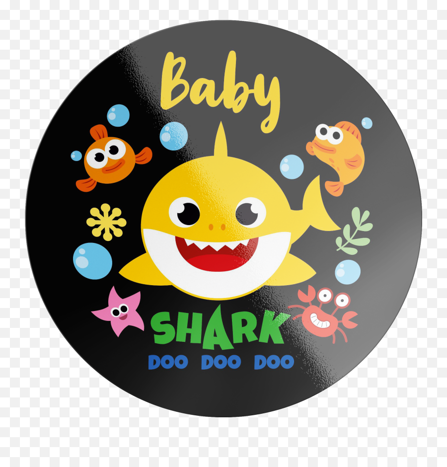 Baby Shark Doo Doo Doo Sticker Circle - Happy Emoji,Shark Emoticon