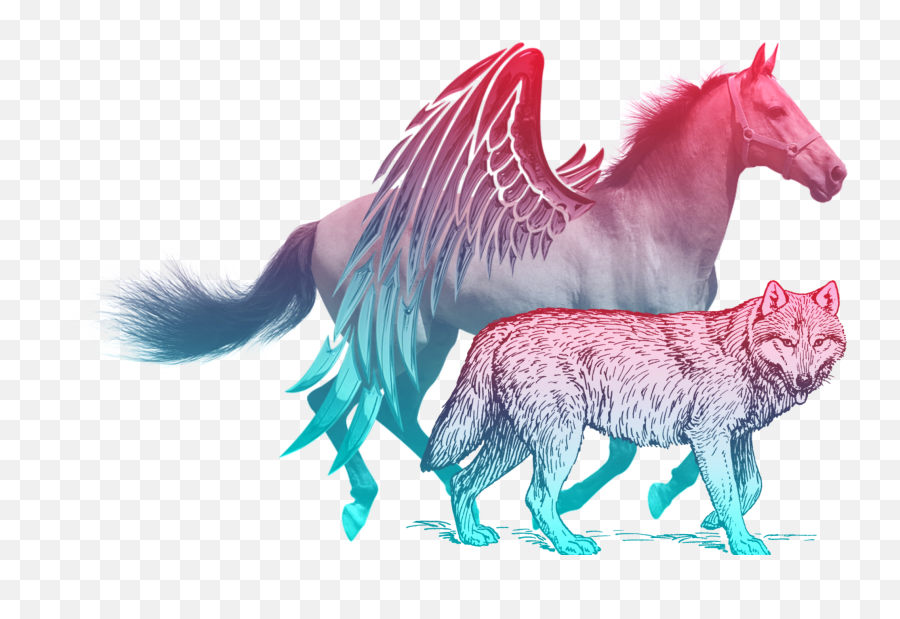 Horse Wolf Art Sticker - Mythical Creature Emoji,Wolf Emoji Art