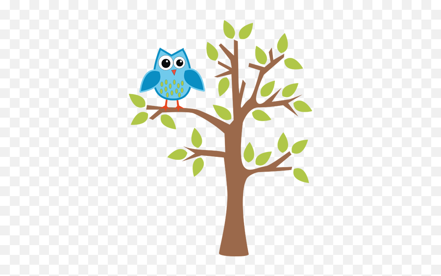 Blue Owl On Tree Kids Sticker - Lechuza En Un Arbol Dibujo Emoji,How To Get Rid Of Unicorn Emojis