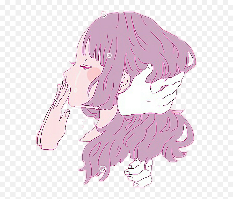 Hush Quiet Animegirl Japan Sticker By Minekittycats - Pink Aesthetic Anime Hd Emoji,Hush Emoji