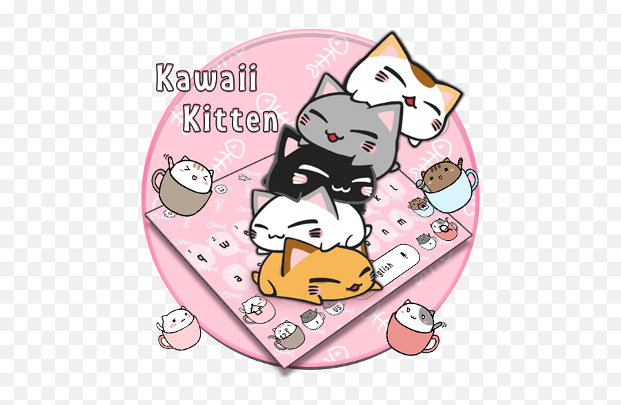 Pink Kawaii Kitten Keyboard Theme - Girly Emoji,Kitty Emoji Copy And Paste