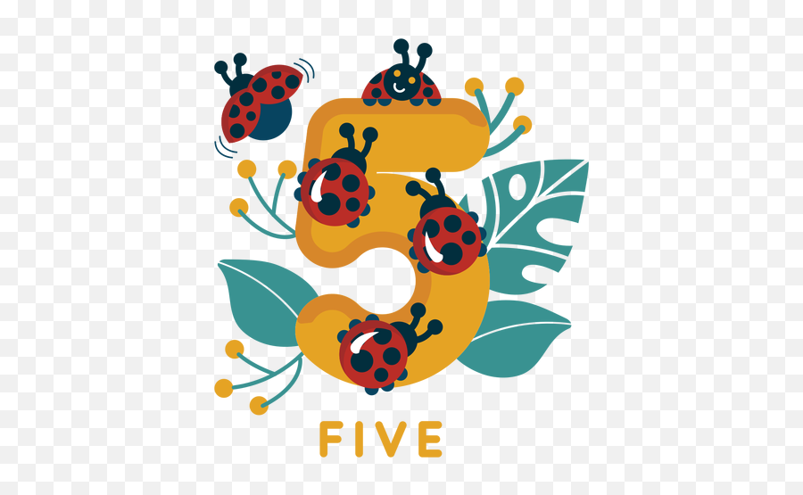 When Designing A - Animales Con Numero 5 Emoji,Mariquita Emoticon