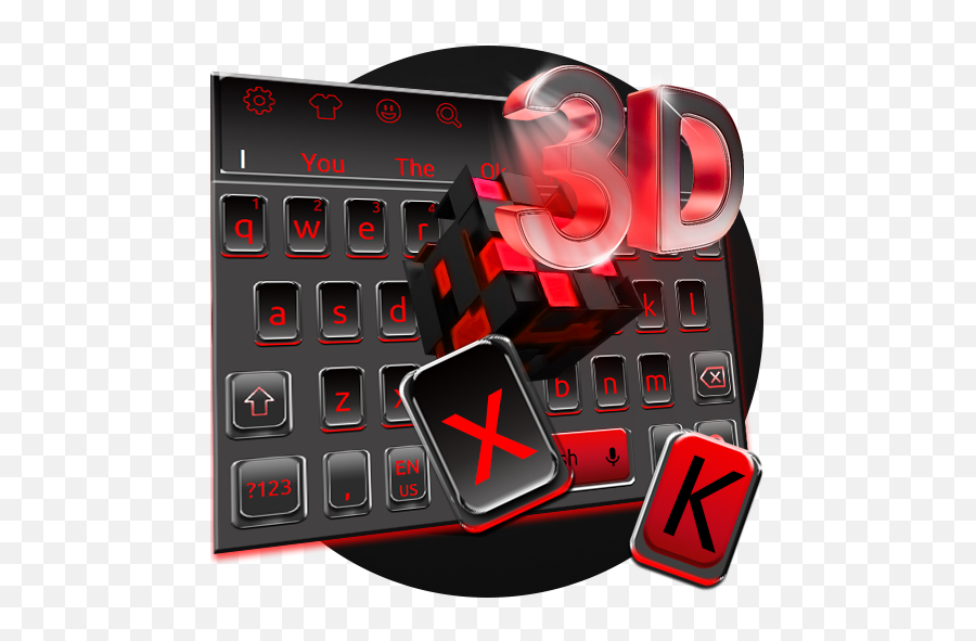 3d Red Keyboard Theme - Computer Hardware Emoji,Emoji Smart Neon Keyboard