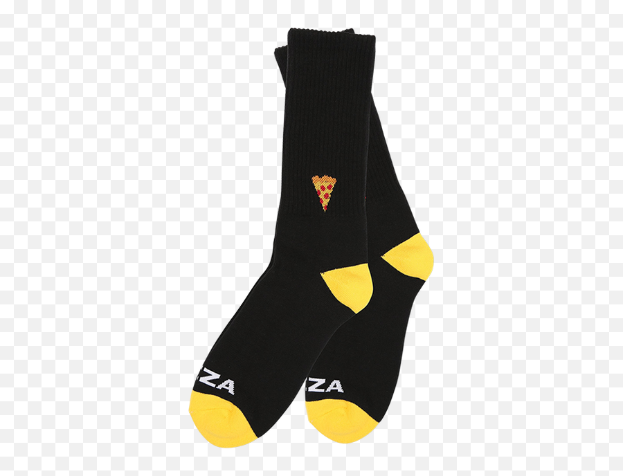 Pizza Emoji Crew Socks Black Yellow 1 Pair - Solid,Pizza Emojis Transparent