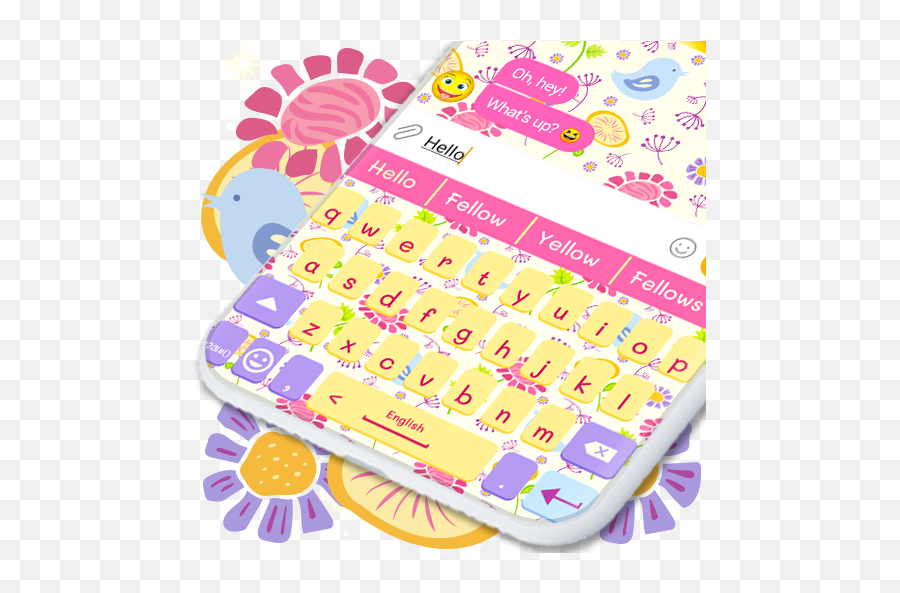 Doodle Flowers Keyboard Pink Spring Theme - Apps En Dot Emoji,Teclados Emojis Gratis