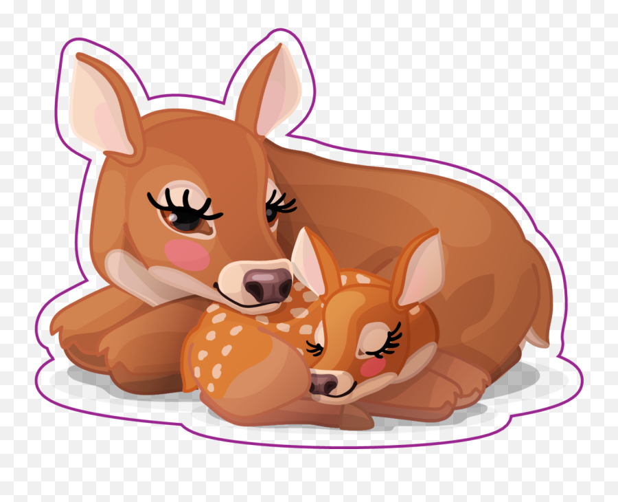 Cute Family Of Red Deer Sticker - Bambi Sleeping Animal Figure Emoji,Bambi Emoji