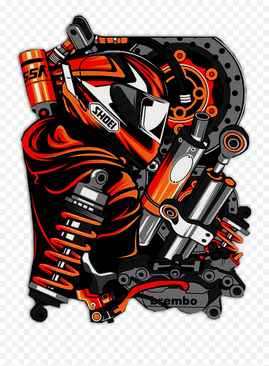 Thai Orange Rider - Tube Mask Motor Design Emoji,Emoji Pop Car Smoke