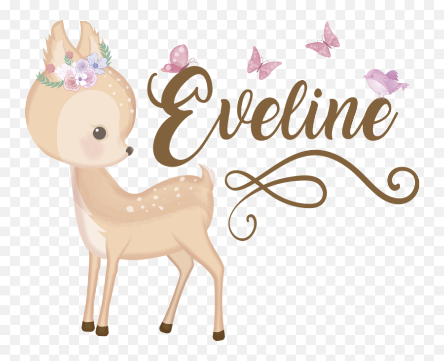 Personnalised Deer Illustration Sticker - Girly Emoji,Deer In Headlights Emoji