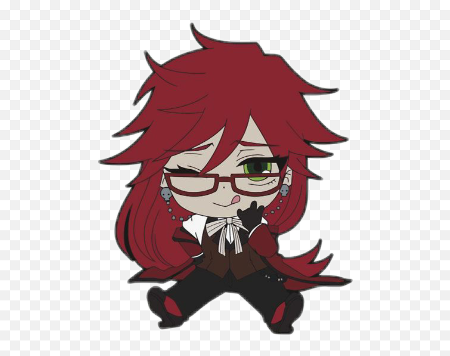 Chibi Grell Sutcliffe Blackbutler - Grell Black Butler Stickers Emoji,Grell Sutcliff Emojis