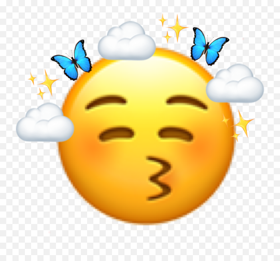 Emoji Cute Cloud Butterfly Star Sticker - Happy,Cloud Emoticon