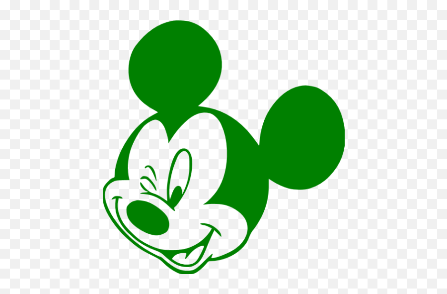 Green Mickey Mouse 31 Icon - Mickey Mouse Winking Emoji,Mickey Mouse Head Emoticon