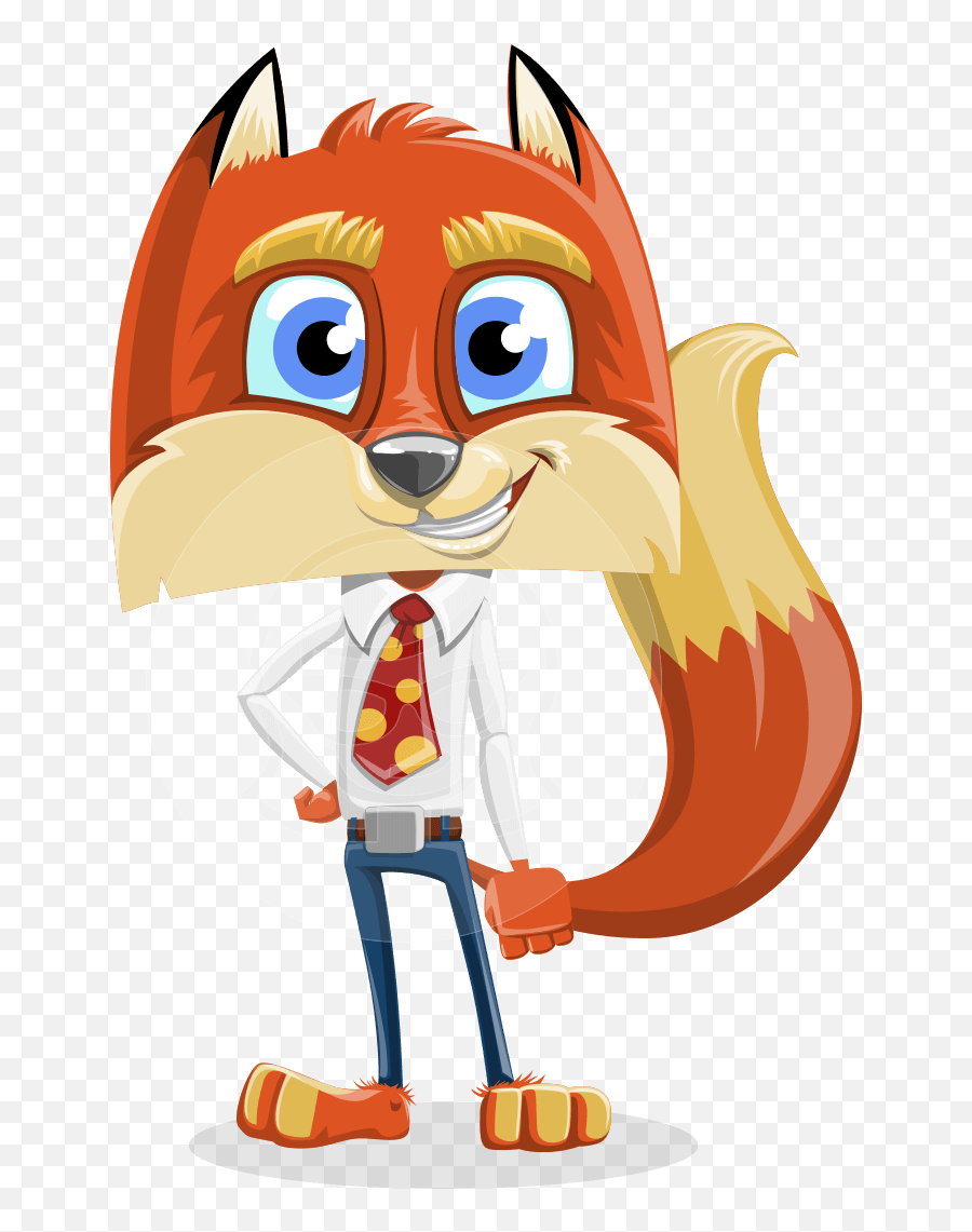 Fox With A Tie Cartoon Vector Character Aka Luke Graphicmama - Fox With Tie Clip Art Emoji,Fox Amnimal Emotions