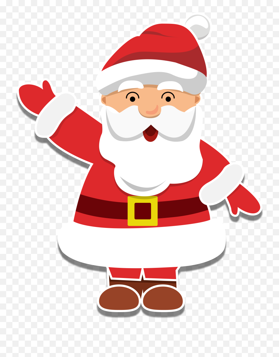 Santa Christmas Red December Drawing - Santa Claus Waving Cartoon Emoji,Santa Emotions