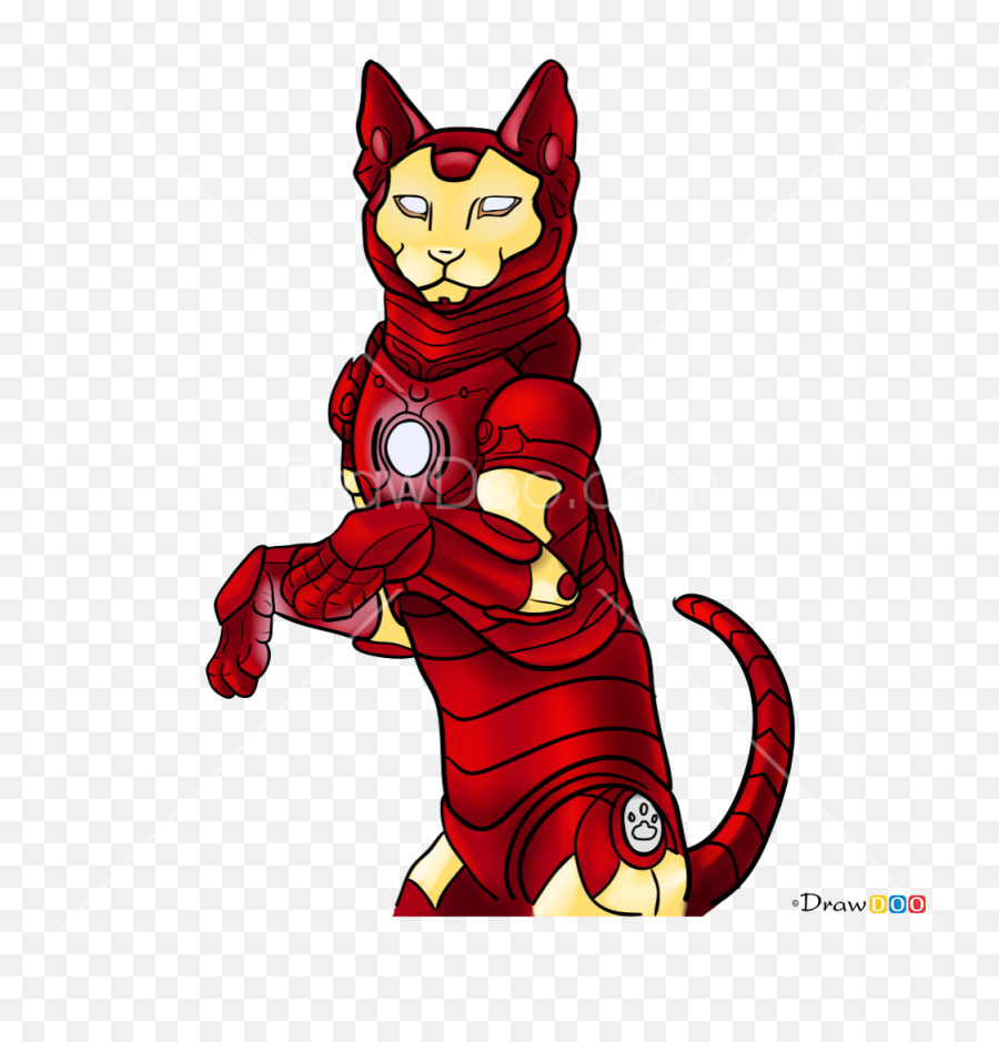 How To Draw Iron Cat Cats Superheroes - Draw A Superhero Cat Emoji,Cat Emotions Illustration