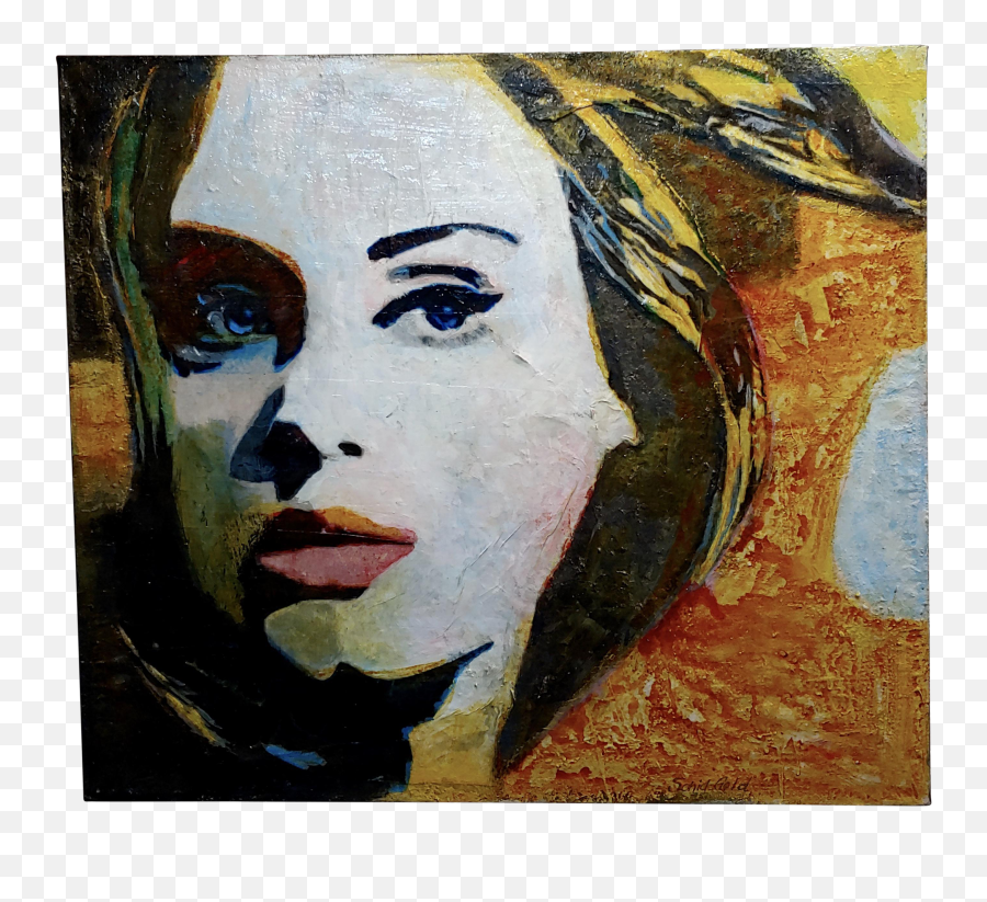 Sonia Gold - Portrait Of Adele Beautiful Oil Painting Adele Portrait Paint Emoji,Mixed Emotion Face Art