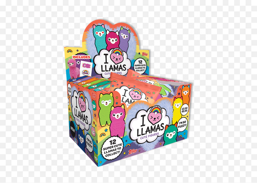 New Rainbow Llamas Figurines Display Box 12 Llamas Packets - Love Llamas Rainbow Emoji,Emoticon Llamas