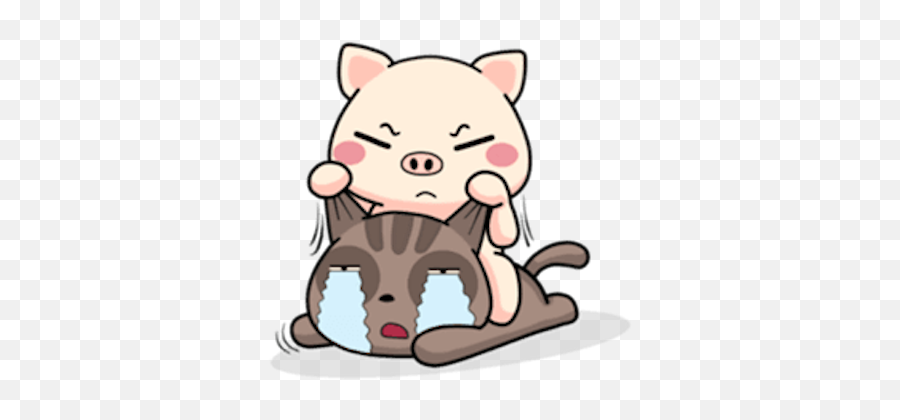 Pig And Cat Lovely Friend By Pham Binh Emoji,Figt Emoticon