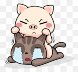 Pig And Cat Lovely Friend By Pham Binh Emoji,Figt Emoticon