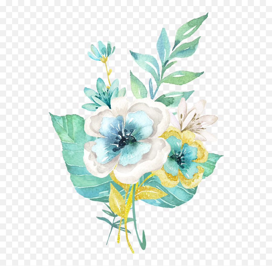 Boquet Bouquet Watercolor Sticker - Flores De Color Menta Emoji,Boquet Emoji