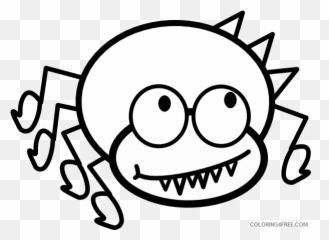 Cartoon Spider Coloring Pages Cartoon Spider At Printable - Clip Art Outline Spider Emoji,Heart Eye Emoji Coloring Page