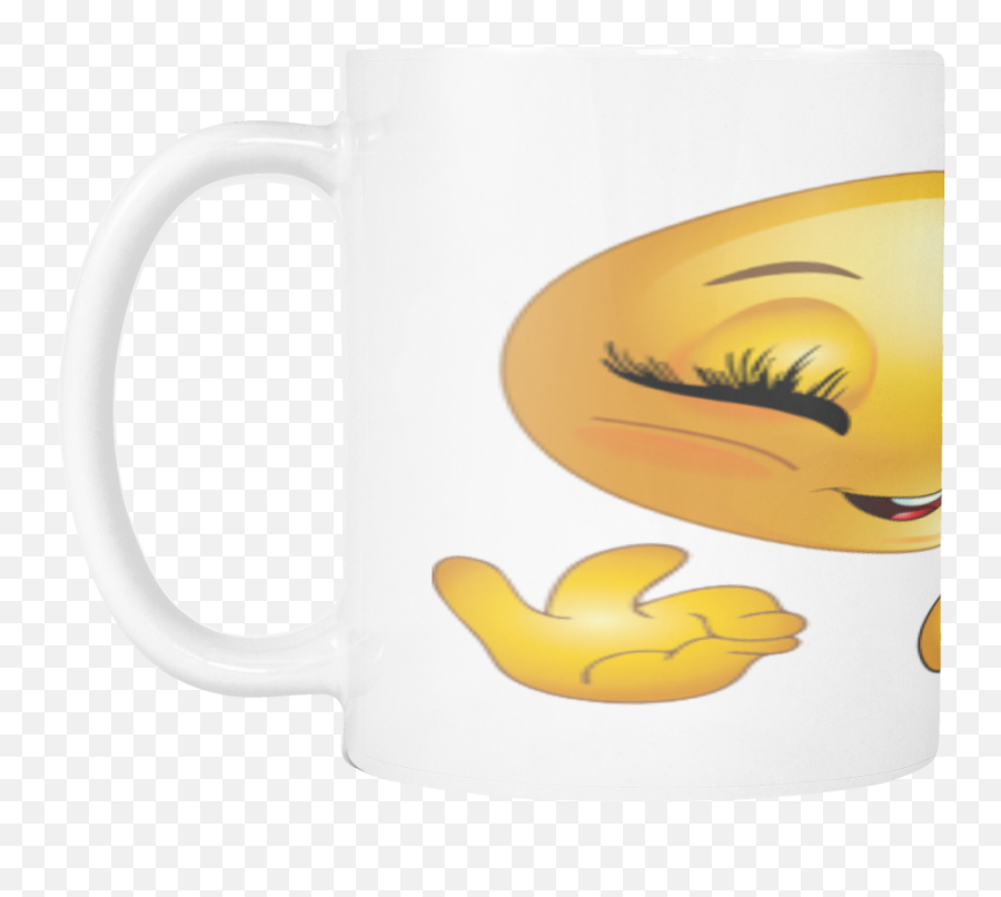 Girl Smiley With Bow On 11 Ounce Coffee Mug - Paisanos Emoji,Xm Emoticon
