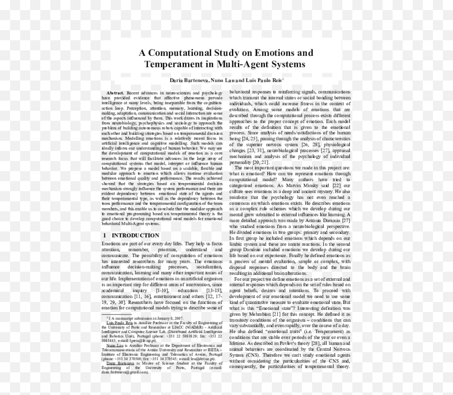 Pdf A Computational Study On Emotions And Temperament In - Document Emoji,Deep Extrovert Wheel Of Emotions