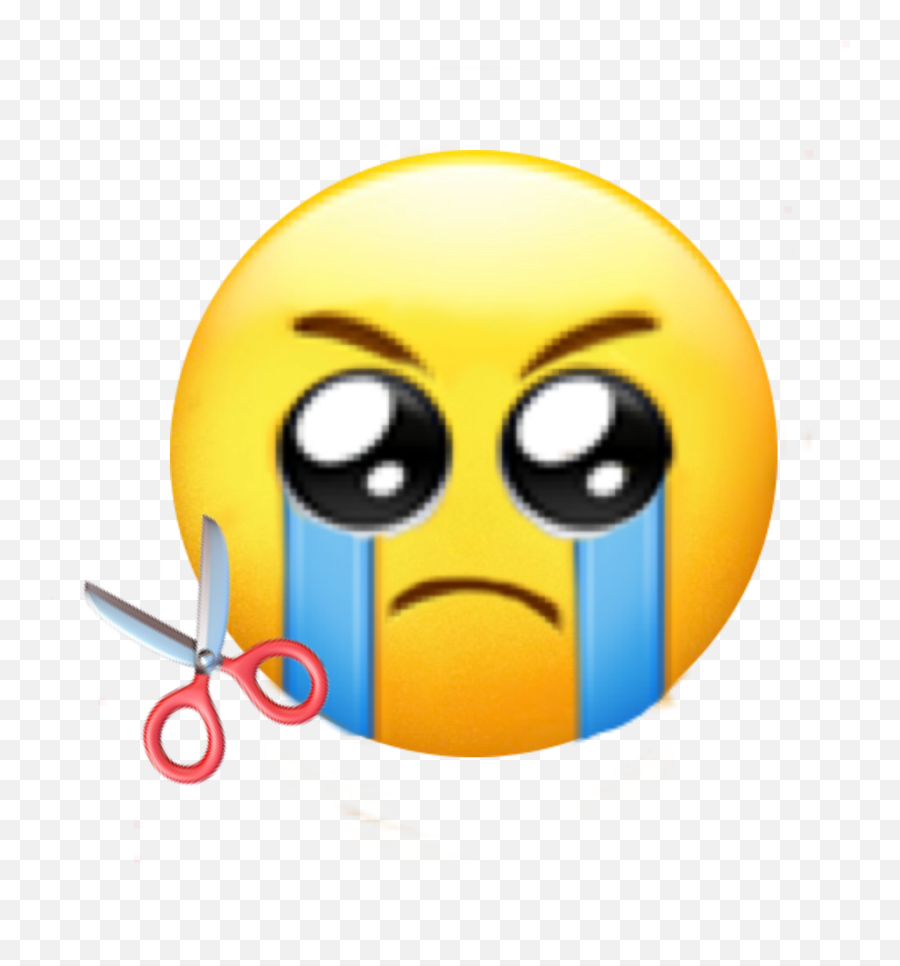 Emoji Crying Scissors Mad Sticker - Happy,Scissors Emoji