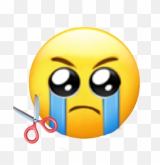 Emoji Crying Scissors Mad Sticker - Happy,Scissors Emoji