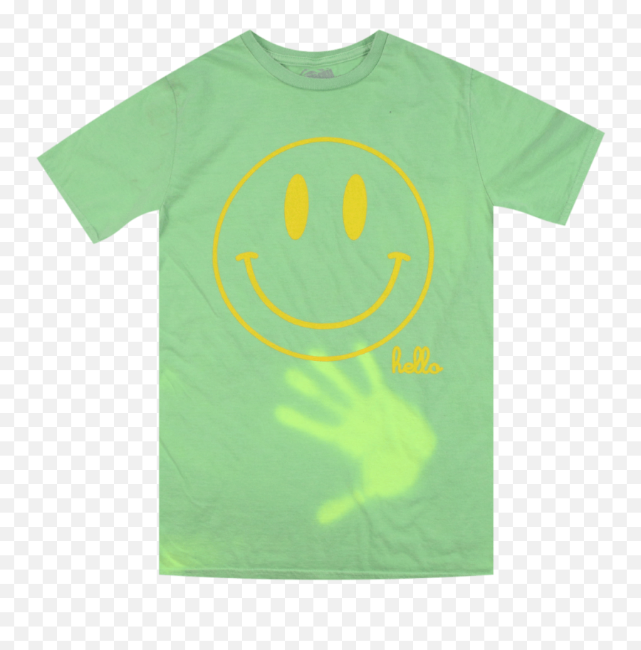 Hello Smiley Green T - Shirt Happy Emoji,Emoticon Sonrisa Grande