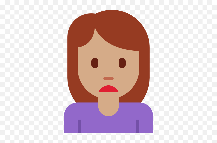 U200d Mujer Frunciendo El Ceño Tono De Piel Medio Emoji - Cartoon Person Frowning,Emoticon De Carita Babeando