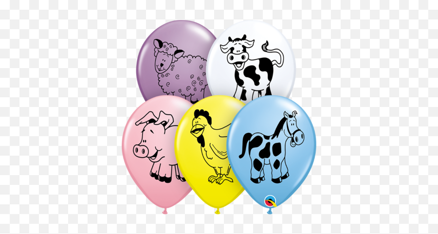 Animals 11 Inch Printed Latex Helium - Latex Balloons Farm Animals Emoji,What Is The Emoji Fire And Ballon And Airtogether