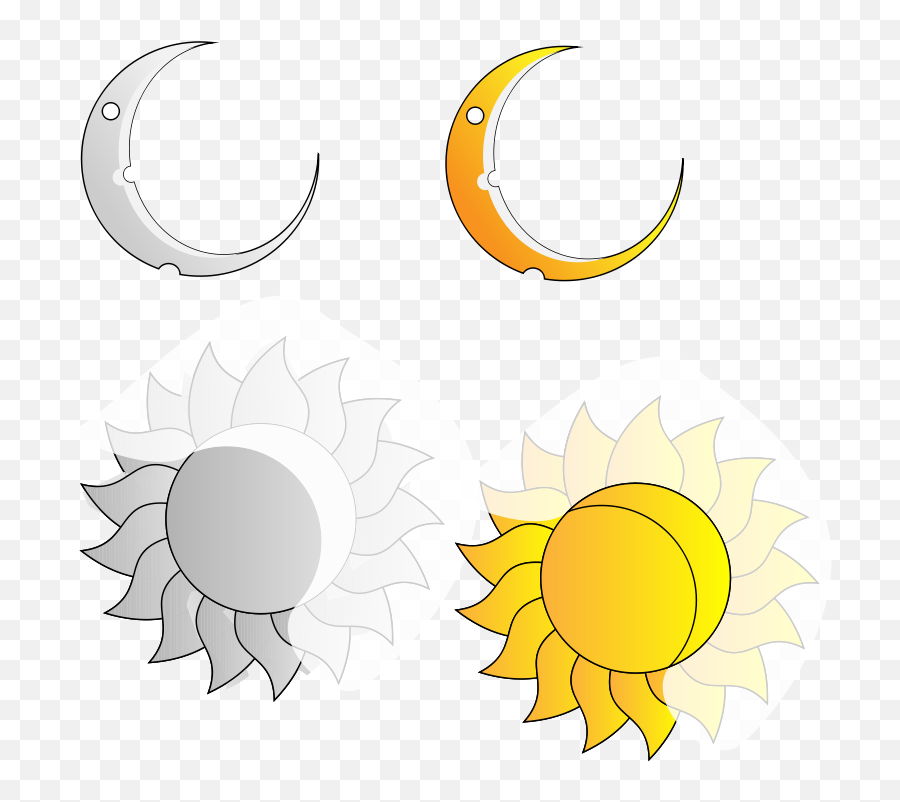 Free Clip Art Rays And Crescent Moon And Sun By Intergrapher - Celestial Event Emoji,Mellonhead Emoticon