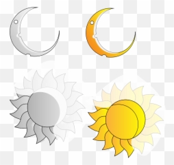 Free Clip Art Rays And Crescent Moon And Sun By Intergrapher - Celestial Event Emoji,Mellonhead Emoticon