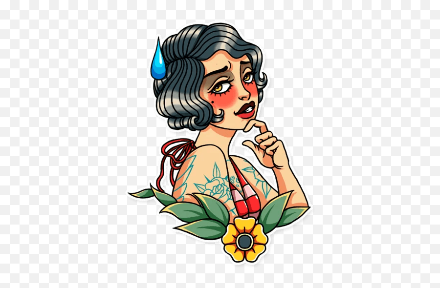 Tattoo Girl - Telegram Sticker For Women Emoji,Telegram Nature Emojis