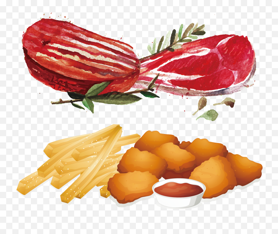 Meat Clipart Hamburger Meat Meat - Cartoon Chicken Nugget And Chips Emoji,Meatloaf Emoji