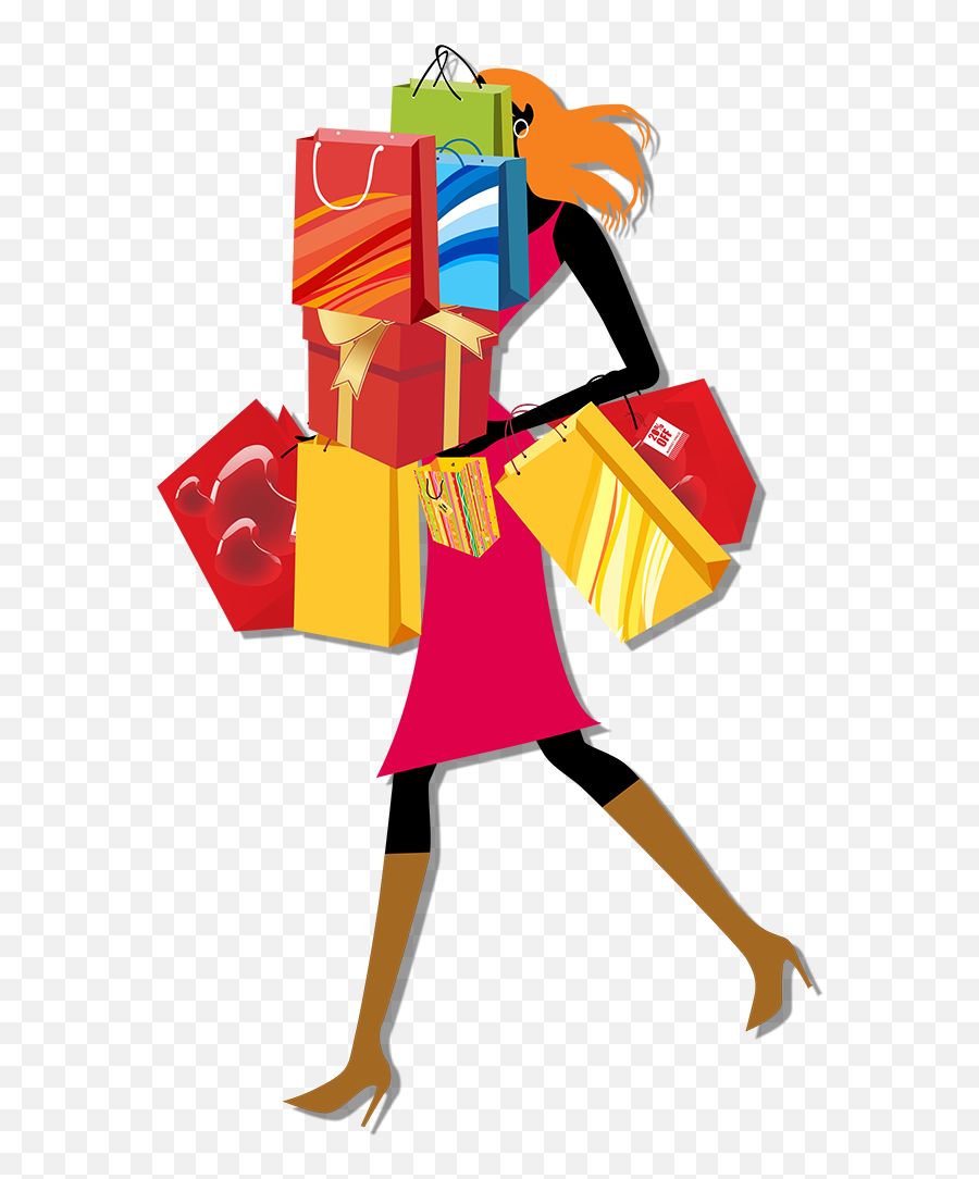 Vector Library Library Bag Woman Clip Art Urban Women - Cartoon Woman With Shopping Bags Emoji,Shopping Bags Emoji