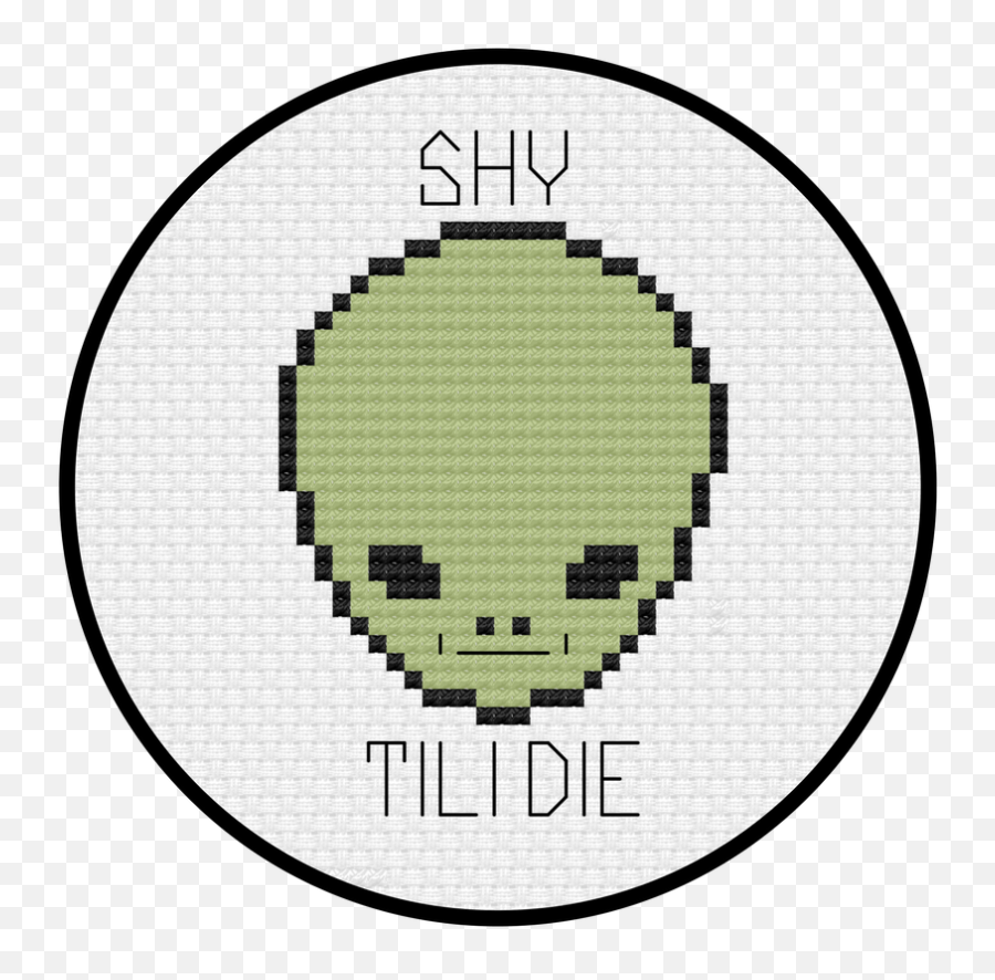 Shy Guy Alien Cross Stitch Pattern - Pixel Art Egg Png Emoji,Facebook Stitch Emoticon