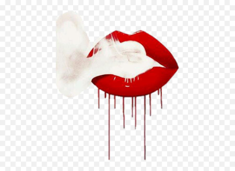 Lips Red Lipstick Smoke Smoking Sticker By Kris Smith - Lovely Emoji,Red Lips Emoji