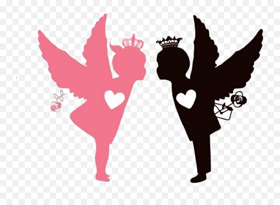 Mq Pink Black Princess Angel Kiss Sticker By Marras - Angel Falling In Love Emoji,Black Princess Emoji
