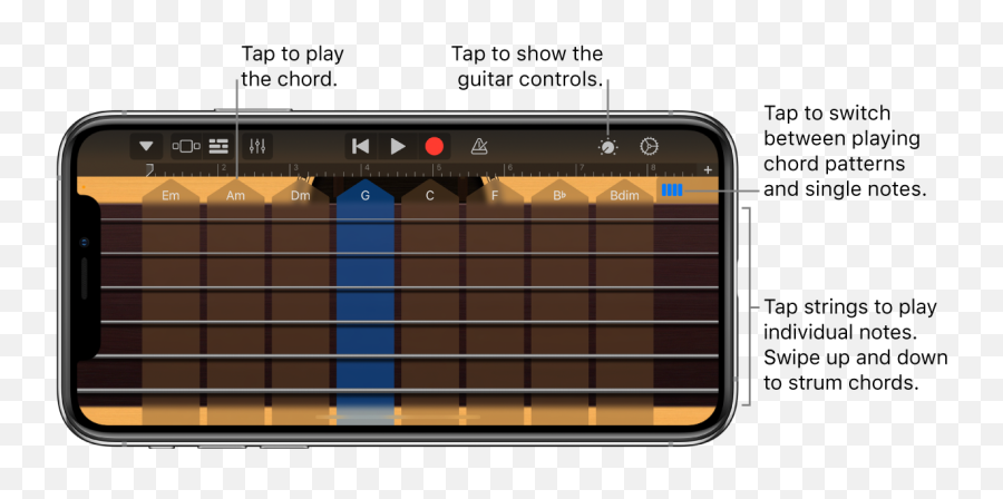 Play The Guitar In Garageband For Iphone - Apple Support Emoji,Musical Smiley Face Emoticon Instrument