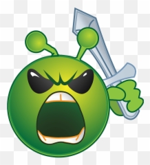 Smiley Green Alien Sword Clipart Free Download Transparent Emoji,Angry Blush Emoticon