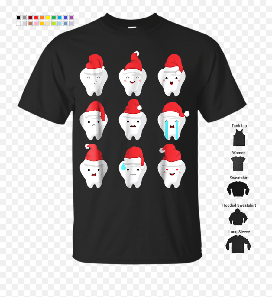 Tooth Teeth Clinic Santa Hat Emoji Christmas Dentist T - Shirt,Hat Emoji