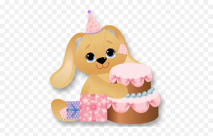 Cake Happy Birthday Whatsapp Stickers - Stickers Cloud Bunny Birthday Clipart Emoji,Whatsapp Birthday Hat Emoticon
