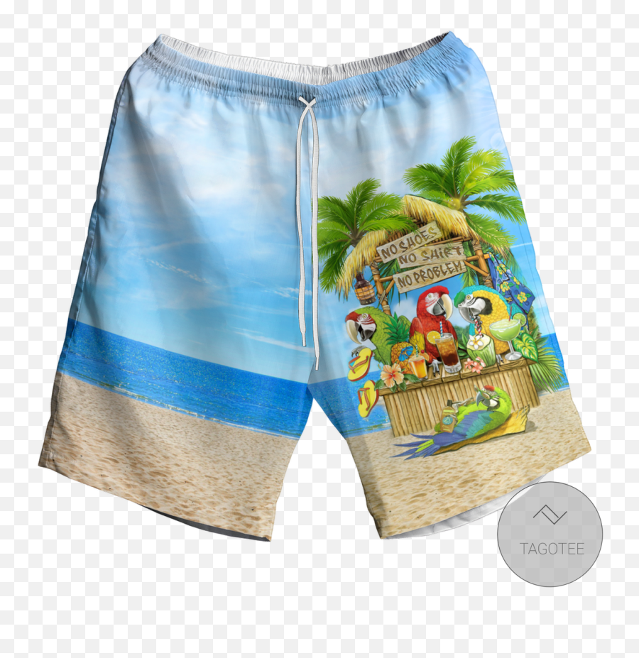 Parrot No Shoes No Shirt No Problem Hawaiian Shirt Beach - Bermuda Shorts Emoji,Different Emotions At The Beach