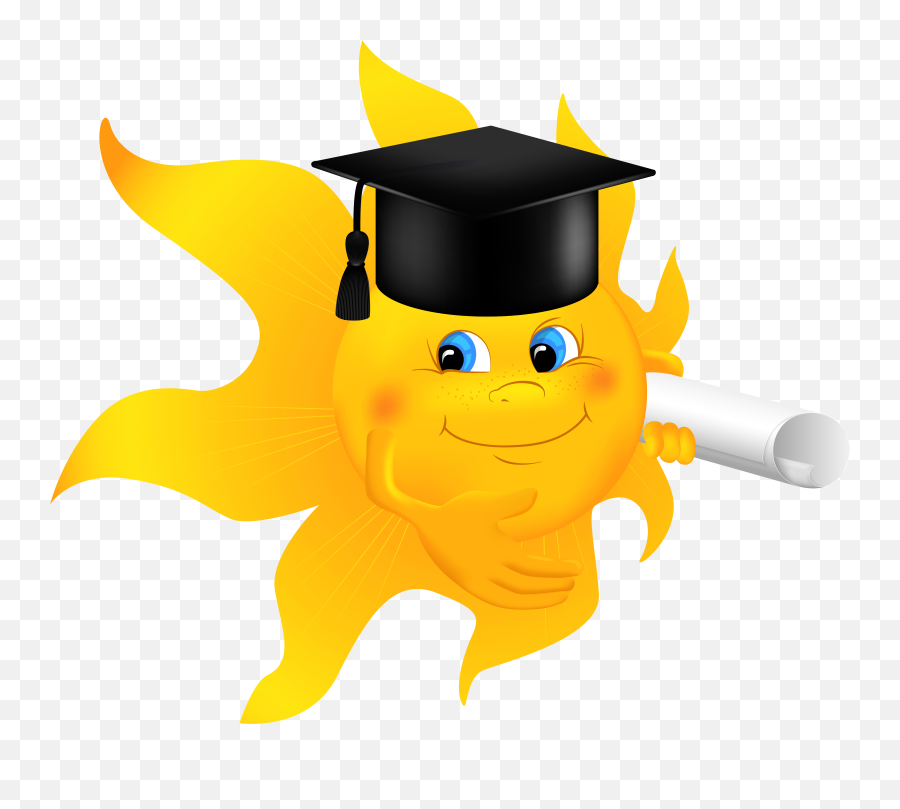 College Clipart Graduation Ceremony - Sun With Graduation Sun With Grad Cap Emoji,Graduation Hat Emoji