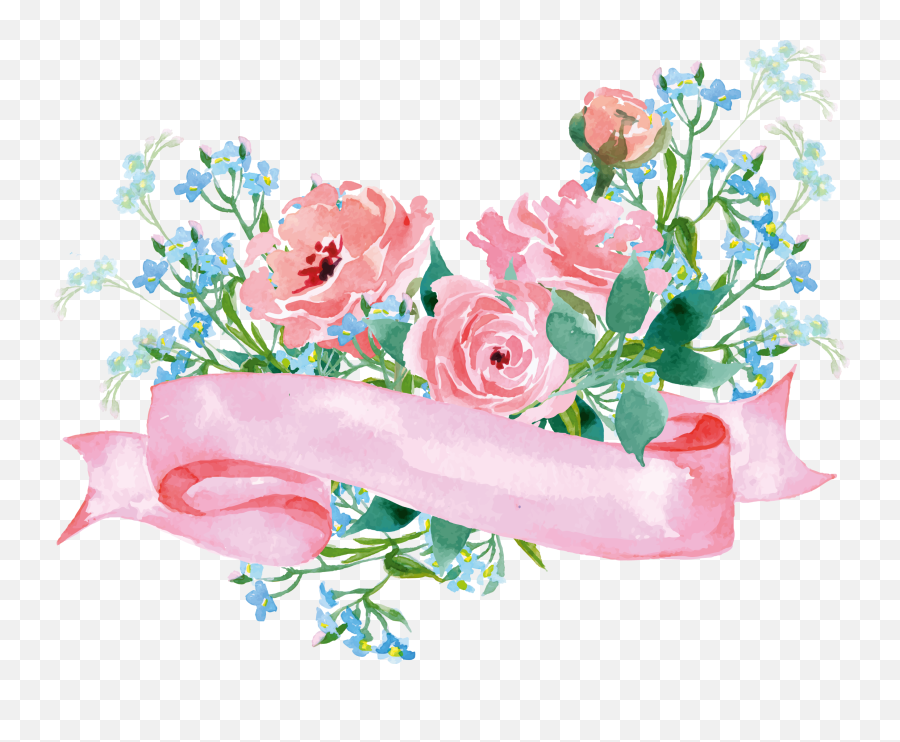 Boquet Bouquet Watercolor Sticker - Blue Pink Flowers Watercolor Emoji,Boquet Emoji